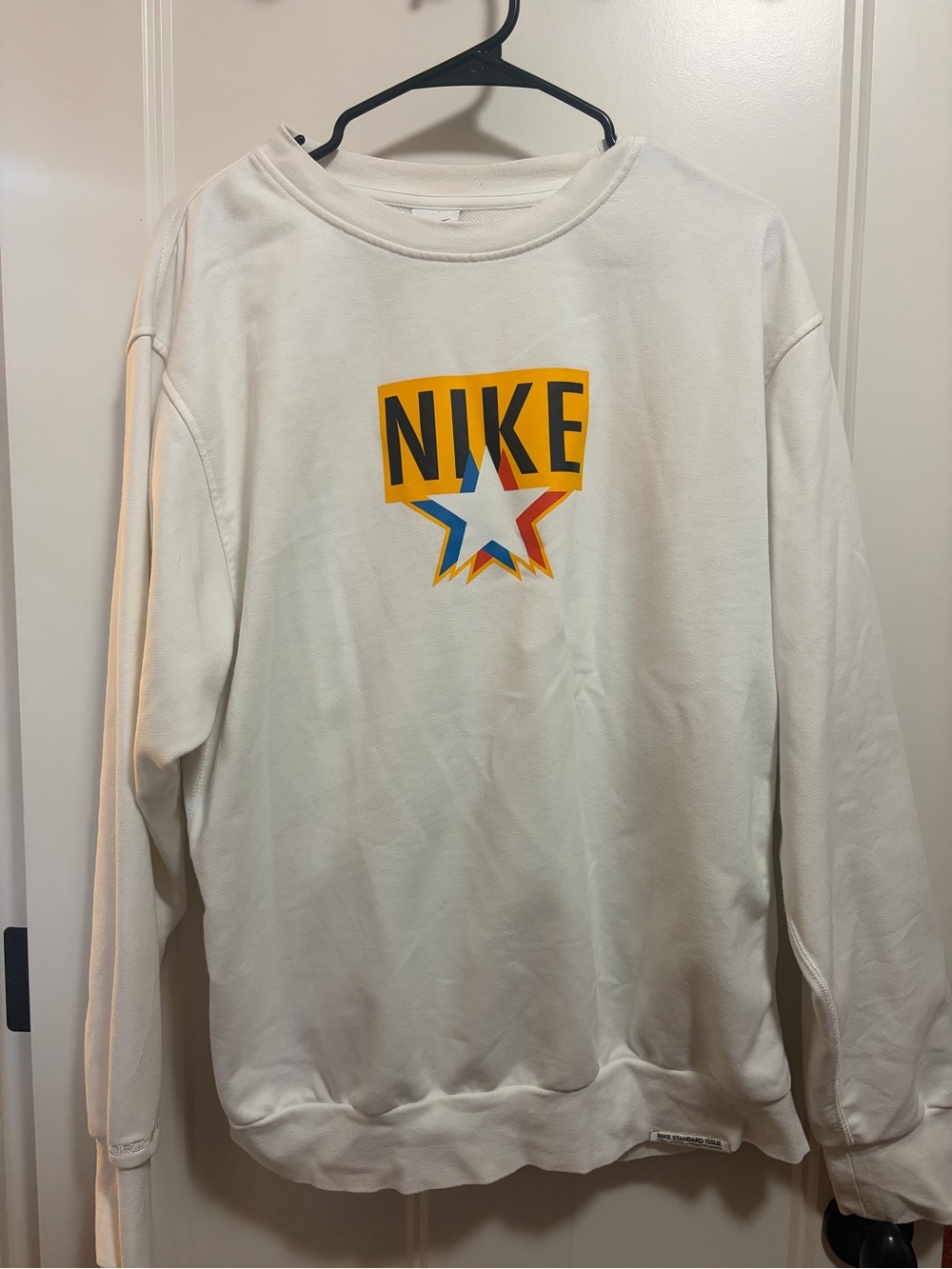 Nike Cream Crewneck Sweatshirt with Multicolor Star Logo